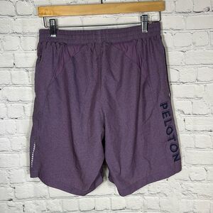 Peloton Solfire Purple Gym Shorts Pockets drawstring Workout Fitness size M Med